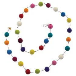 Yellow Burgundy Orange Green Pompom Garland 6ft | 1ct - Zurchers