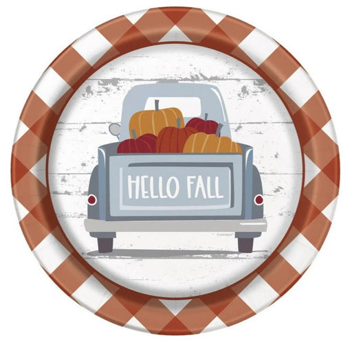 Pumpkin Gingham Paper Plates 9" | 8ct - Zurchers
