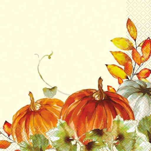Thanksgiving Watercolor Fall Pumpkin Luncheon Napkins | 16 ct - Zurchers