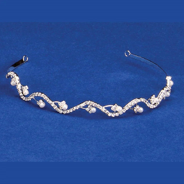 Rhinestone & Pearl Silver Tiara Headband | 1 ct - Zurchers