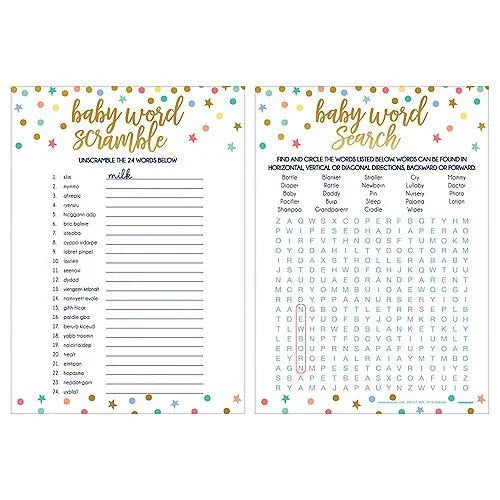 2in1 Word Scramble & Word Search Baby Shower Game | 24pcs - Zurchers