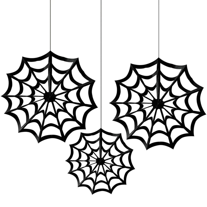 Halloween Spider Web Fan Decorations | 3pcs - Zurchers