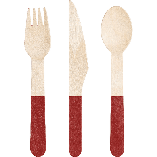 Wood Assorted Red Cutlery 6.5" | 24 ct - Zurchers