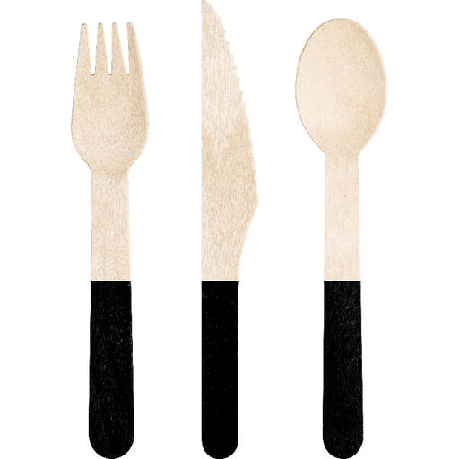 Wood Assorted Black Cutlery 6.5" | 24 ct - Zurchers