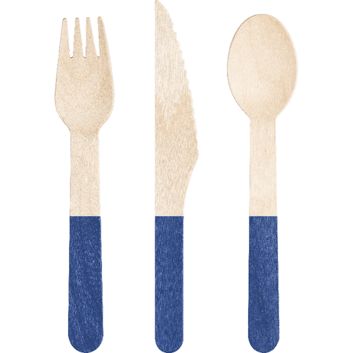 Wood Assorted Cobalt Blue Cutlery 6.5" | 24 ct - Zurchers