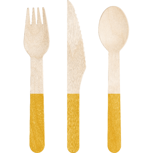 Wood Assorted Yellow Cutlery 6.5" | 24 ct - Zurchers