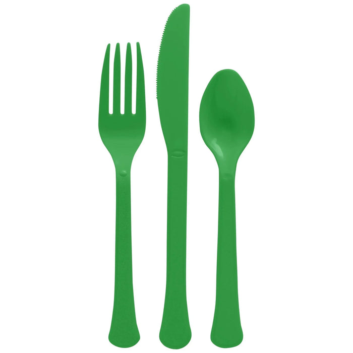 Festive Green Plastic Assorted Cutlery | 24 ps - Zurchers