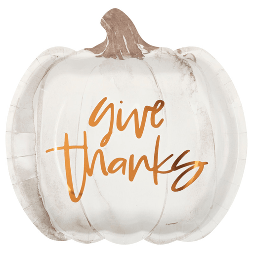 Give Thanks” Pumpkin Shaped Paper Plate – 9" | 1ct - Zurchers