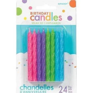 Glitter Multicolor Bright Spiral Birthday Candles - Zurchers