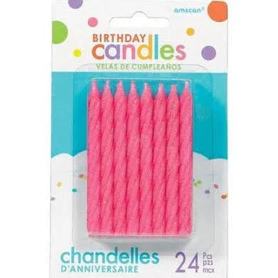 Glitter Pink Spiral Birthday Candles | 24 ct - Zurchers