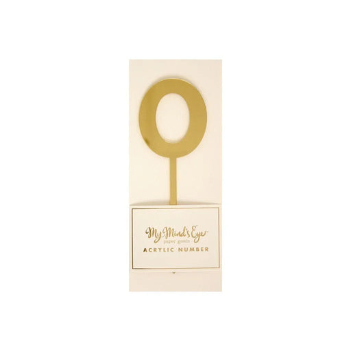 Gold Acrylic Number Cake Topper Party Pick No. 0 - Zurchers
