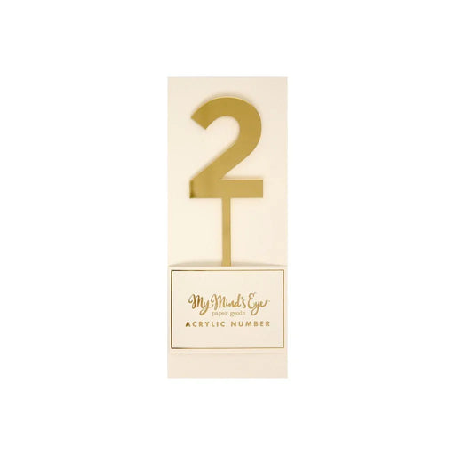 Gold Acrylic Number Cake Topper Party Pick No. 2 - Zurchers