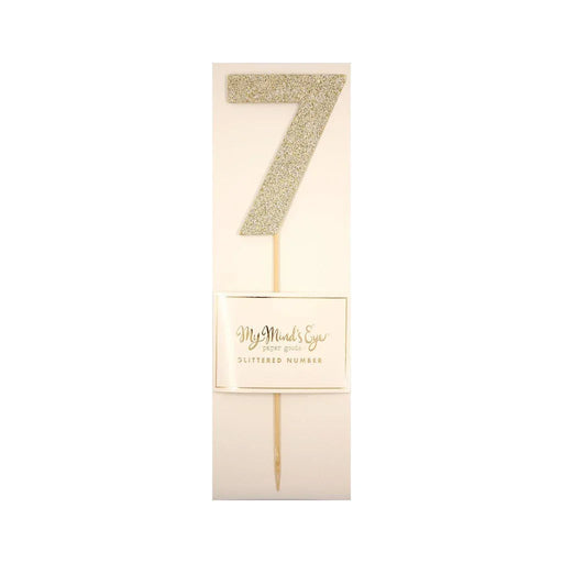 Gold Glitter Number Cake Topper Party Pick No. 7 - Zurchers