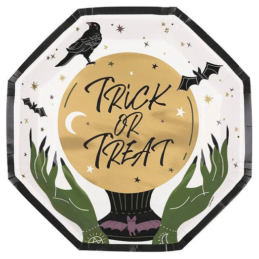Halloween Celestial "Trick or Treat" Octagon Shaped Dinner Plates 9" | 8ct - Zurchers