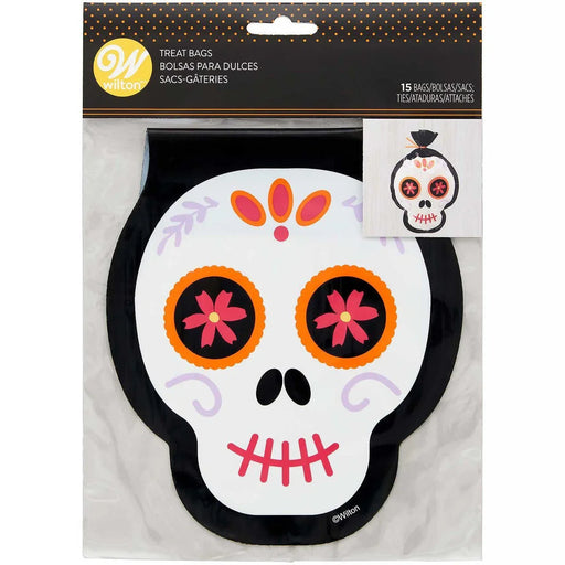 Halloween Day Of The Dead Skull Treat Bags Ties | 15 Ct - Zurchers