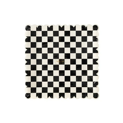 Halloween Party More Black Checkered Paper Plates 9" | 8ct - Zurchers