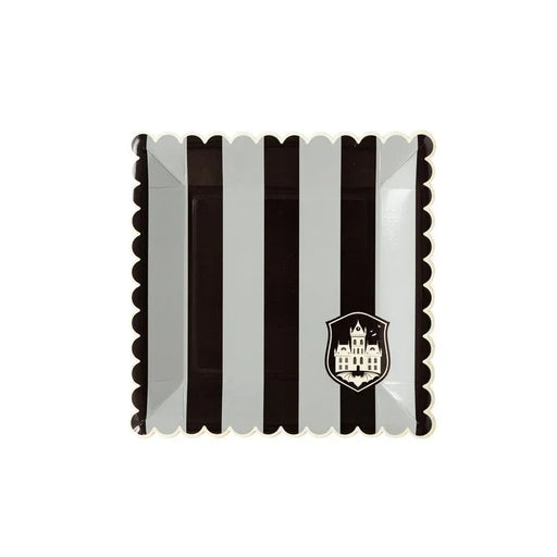 Halloween Party More Tonal Black Stripe Paper Plates 8" | 8ct - Zurchers