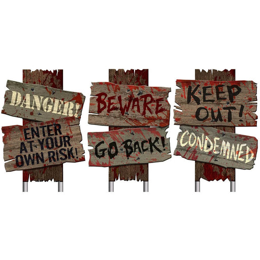 Halloween Signs Plastic 12" x 9" | 3pcs - Zurchers