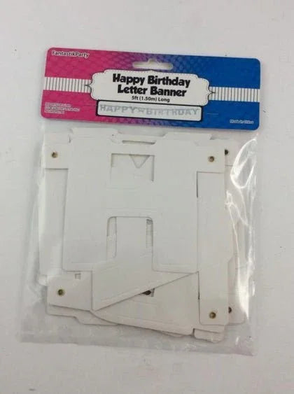 HAPPY BIRTHDAY WHITE BANNER LETTER 5Feet | 1ct - Zurchers