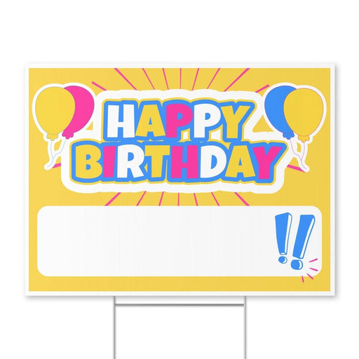 Happy Birthday Yellow Shine Yard Sign 24" x 18" | 1 ct - Zurchers