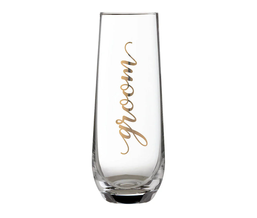 Lillian Rose Gold Groom Stemless Champagne Glass | 1ct - Zurchers