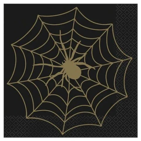 Halloween Black and Gold Spider Web Lunch Napkin | 16ct - Zurchers