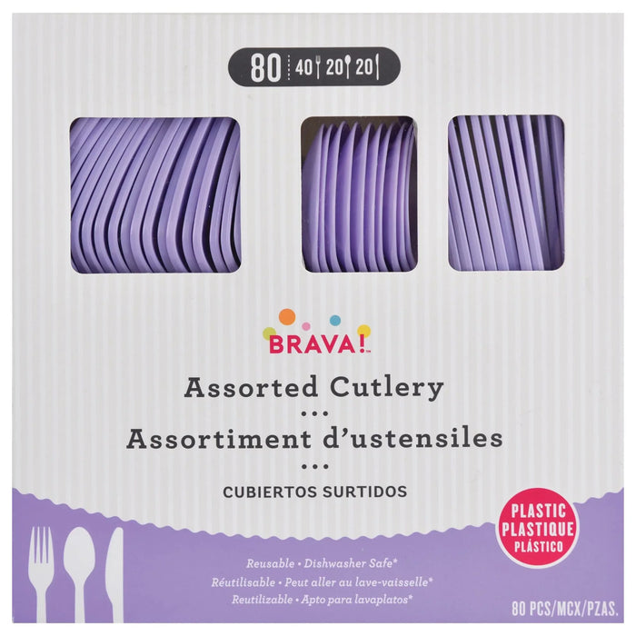 Lavender Plastic Assorted Cutlery | 80 pcs - Zurchers