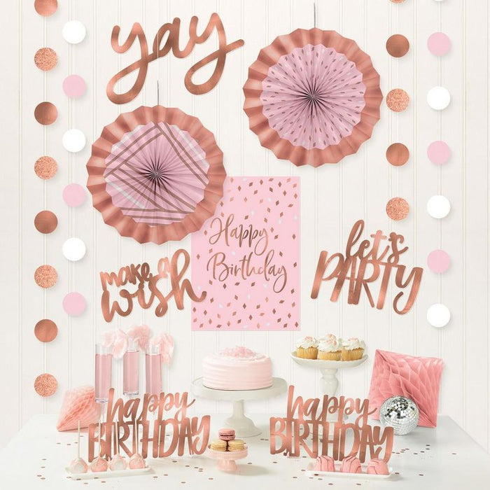Metallic Blush Birthday Room Decorating Kit | 12pcs - Zurchers