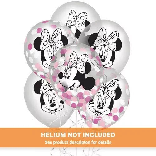 12" Minnie Mouse Latex Confetti Balloon Pack | 6 ct - Zurchers
