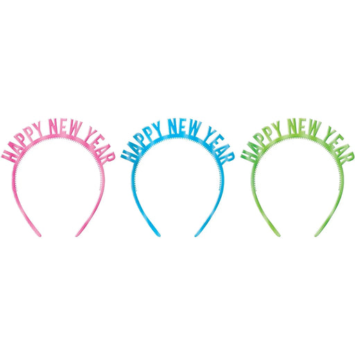 Happy New Year Plastic Multi - Color Headbands | 6ct - Zurchers