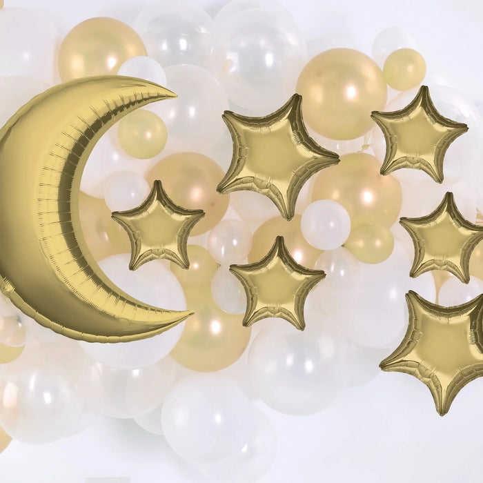 Moon & Stars Foil Balloon Accent Kit - White Gold | 1 ct - Zurchers