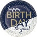 Navy & Gold Milestone Happy Birthday To You Dessert Plates 7" | 8ct - Zurchers