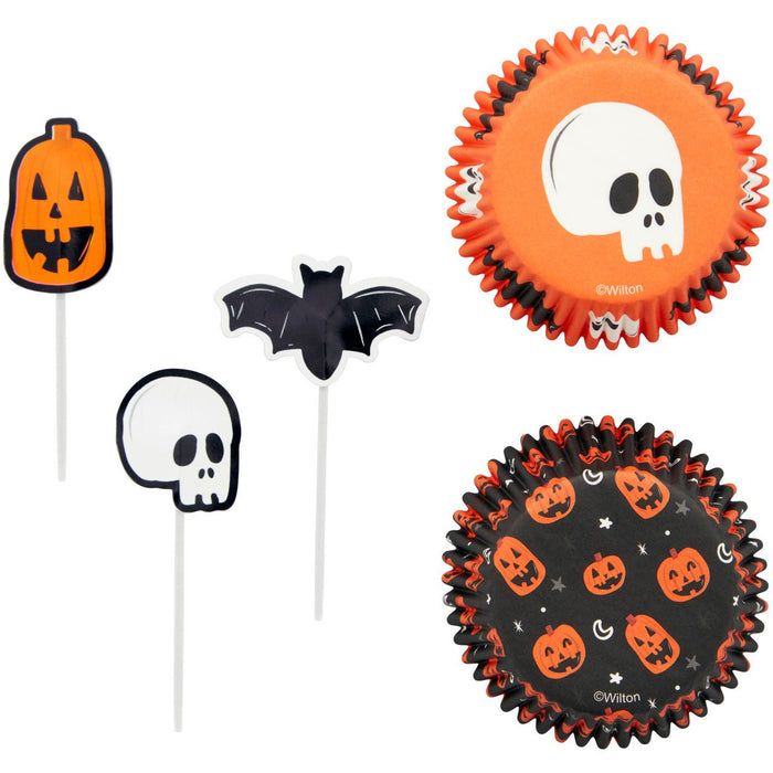 Halloween Skull, Bat and Pumpkin cupcake Kit | 72 ct - Zurchers