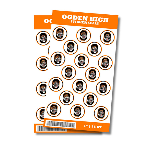 A package of 36 1-inch Ogden High School Sticker Seals.