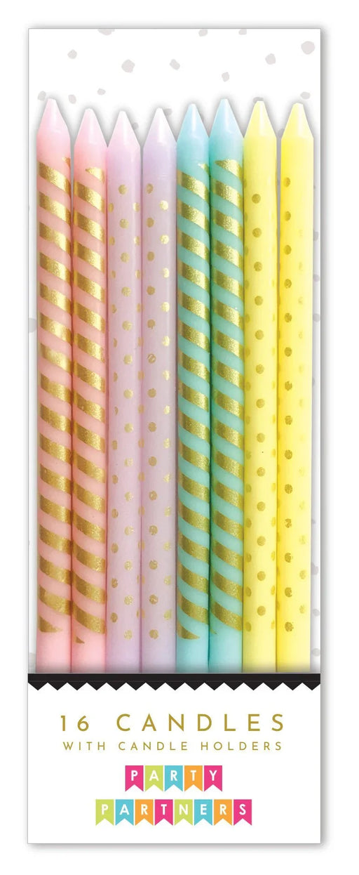Pastel Metallic Patterned Candle Set | 16ct - Zurchers