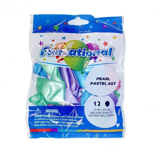 12" Funsational Latex Balloon Pack, Pearl Pastel Assorted | 12 ct - Zurchers