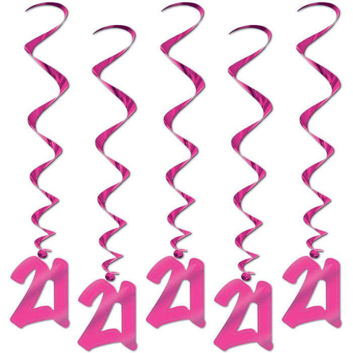Pink 21 Party Whirls 5ct - Zurchers