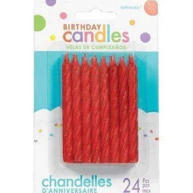 Red Spiral Candles, 2.5" | 24 ct - Zurchers