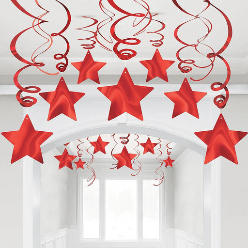Red Swirl Shooting Star Decorations | 30pcs - Zurchers