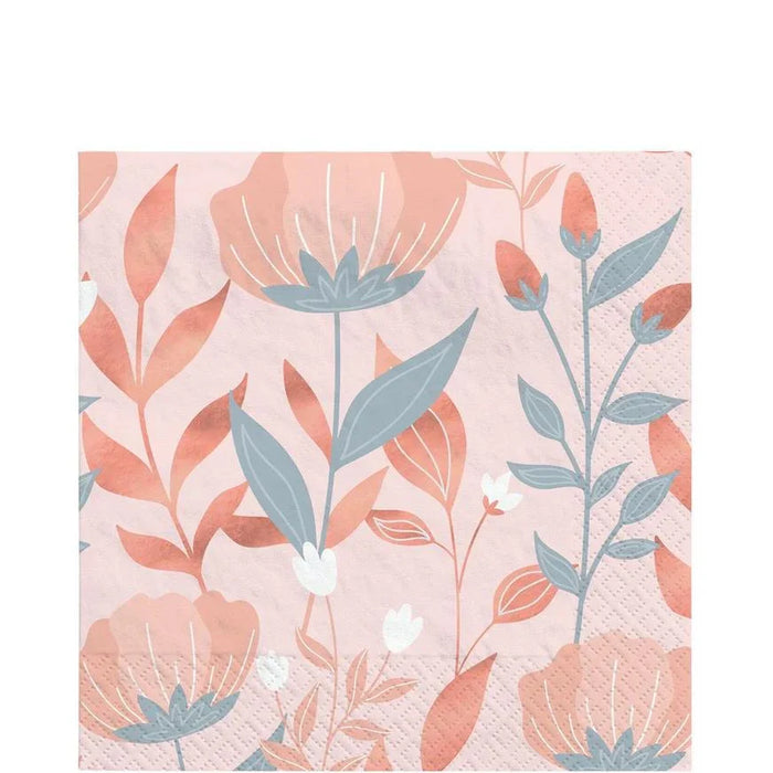 Rose Gold Floral Lunch Napkins | 40ct - Zurchers