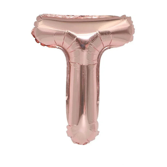 Rose Gold Mylar ''T'' Letter Balloon, 16" | 1 ct - Zurchers
