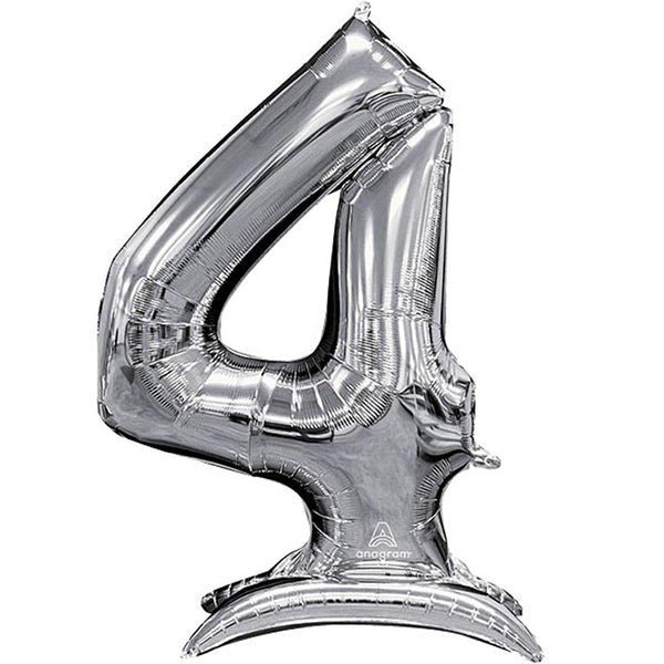 Air Filled Silver Number Self Standing Balloons 54" | 1 ct - Zurchers