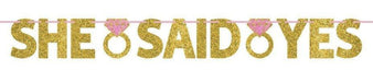 "She Said Yes" Gold Glitter Letter Banner | 12ft - Zurchers