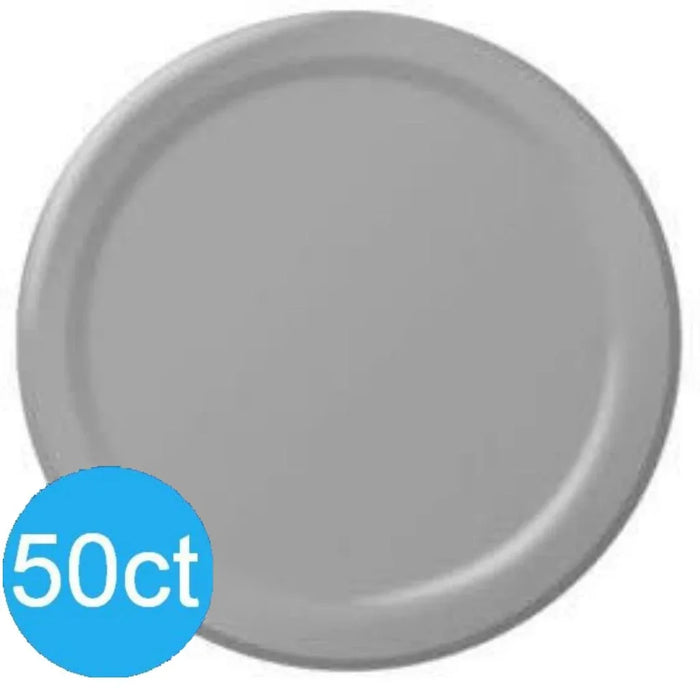 Silver Dinner Paper Plates 10" | 50ct - Zurchers