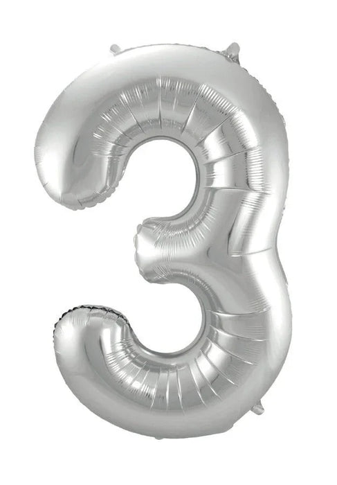 Silver Jumbo Number Balloons 34" - Zurchers