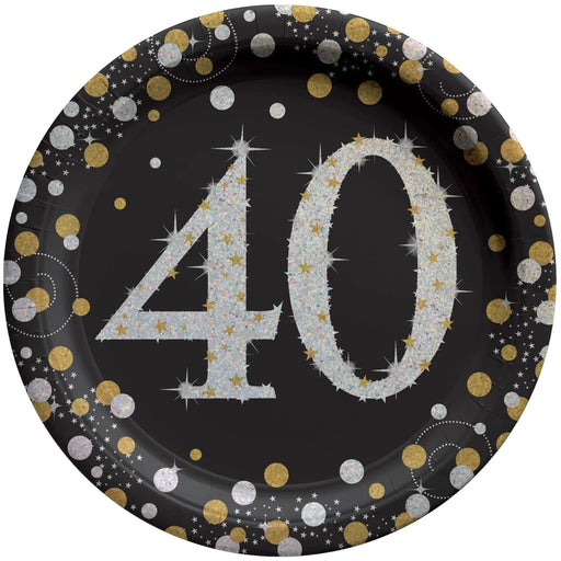 Sparkling Celebration "40" Round Plates, 7" | 8 ct - Zurchers