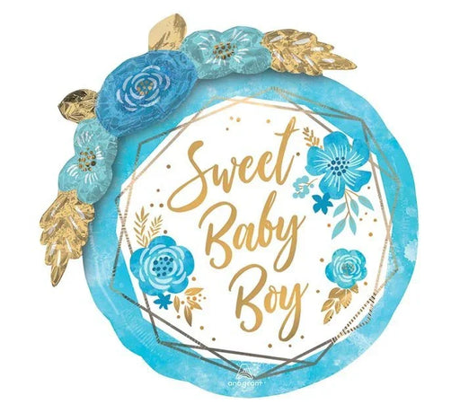 Sweet Baby Boy W/Flowers Supershape Mylar Balloon 27" | 1ct - Zurchers
