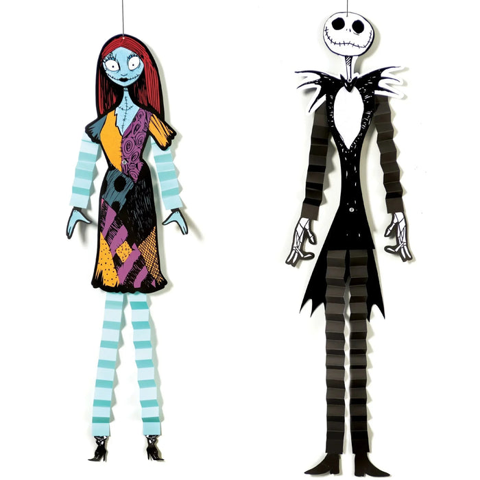 The Nightmare Before Christmas Jack Skellington & Sally Hanging Decoration Set 36" | 2 pc - Zurchers