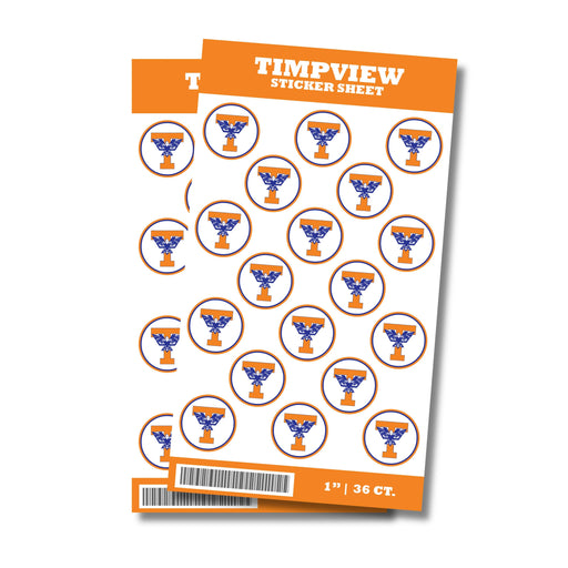 A package of 36 1-inch Timpview High School Sticker Seals.