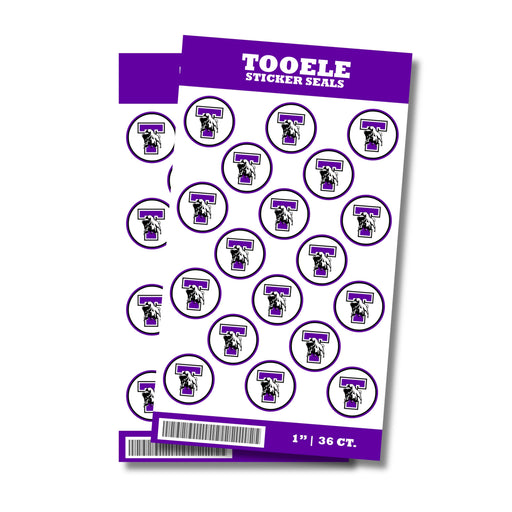 A package of 36 1-inch Tooele High School Sticker Seals.